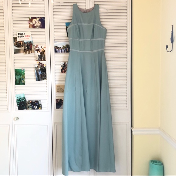 Sleeveless Light Blue Bridesmaid Gown - Picture 3 of 4